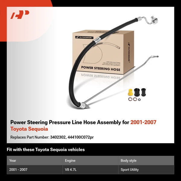 Power Steering Pressure Line Hose Assembly for 2001-2007 Toyota Sequoia