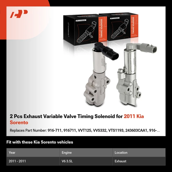 2 Pcs Exhaust Variable Valve Timing Solenoid for 2011 Kia Sorento