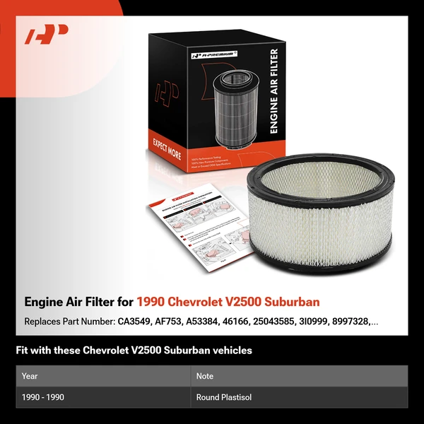Engine Air Filter for 1990 Chevrolet V2500 Suburban