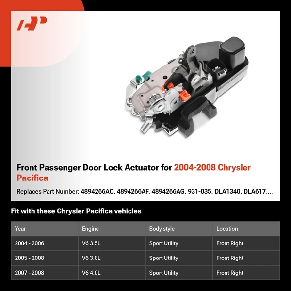 Front Passenger Door Lock Actuator for 2004-2008 Chrysler Pacifica
