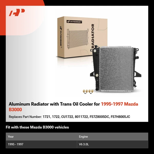 Aluminum Radiator with Trans Oil Cooler for 1995-1997 Mazda B3000