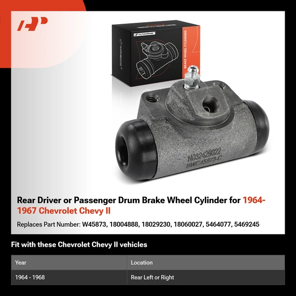 Rear Driver or Passenger Drum Brake Wheel Cylinder for 1964-1967 Chevrolet Chevy II
