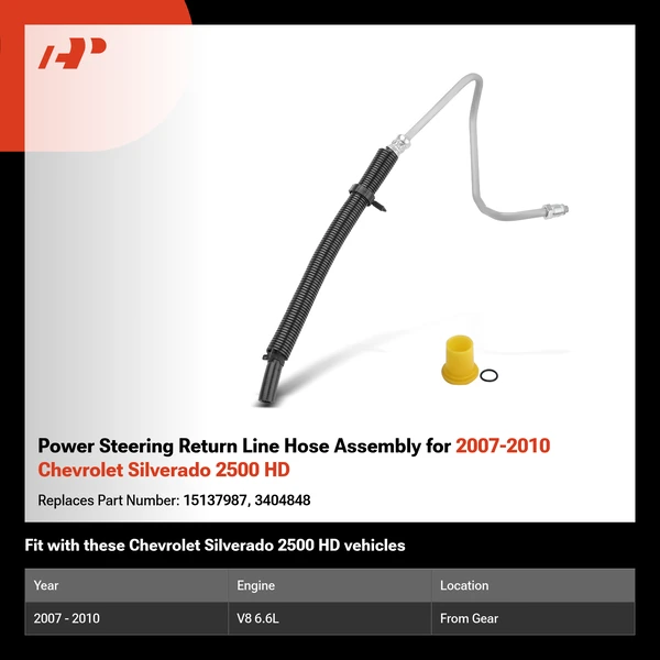 Power Steering Return Line Hose Assembly for 2007-2010 Chevrolet Silverado 2500 HD