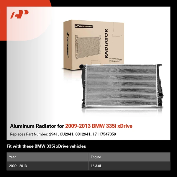 Aluminum Radiator for 2009-2013 BMW 335i xDrive