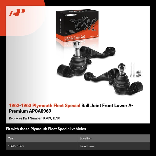 1962-1963 Plymouth Fleet Special Ball Joint Front Lower A-Premium APCA0969