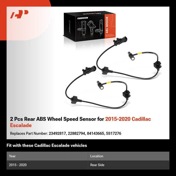 2 Pcs Rear ABS Wheel Speed Sensor for 2015-2020 Cadillac Escalade
