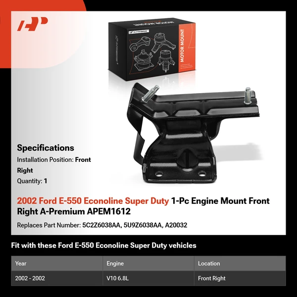 2002 Ford E-550 Econoline Super Duty 1-Pc Engine Mount Front Right A-Premium APEM1612