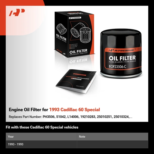 Engine Oil Filter for 1993 Cadillac 60 Special
