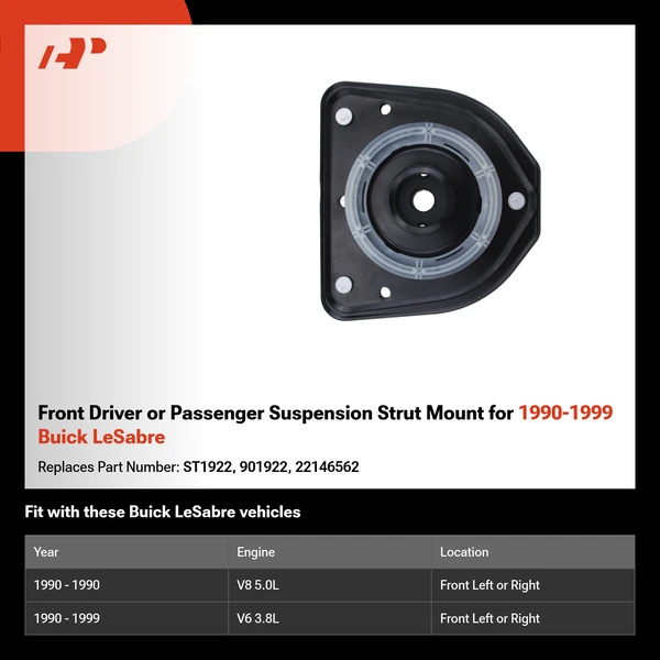Front Driver or Passenger Suspension Strut Mount for 1990-1999 Buick LeSabre