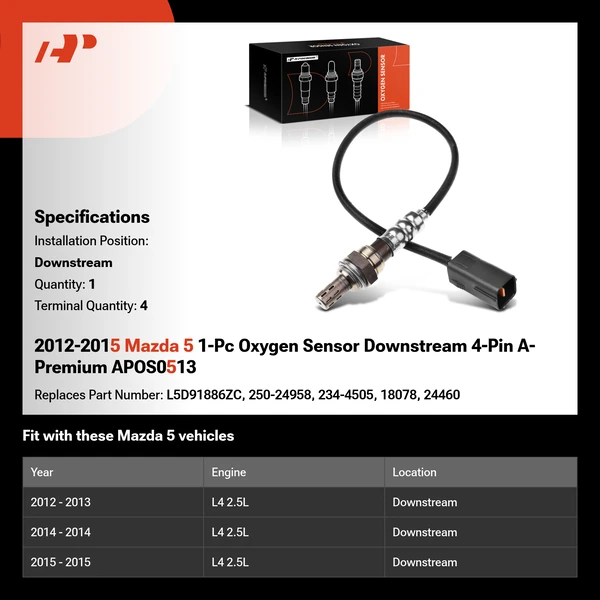 2012-2015 Mazda 5 1-Pc Oxygen Sensor Downstream 4-Pin A-Premium APOS0513