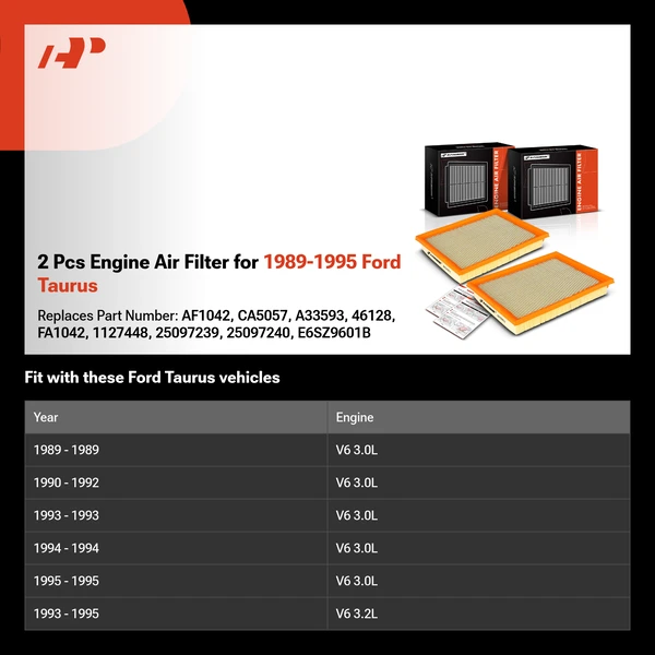 2 Pcs Engine Air Filter for 1989-1995 Ford Taurus