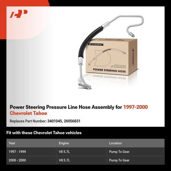Power Steering Pressure Line Hose Assembly for 1997-2000 Chevrolet Tahoe