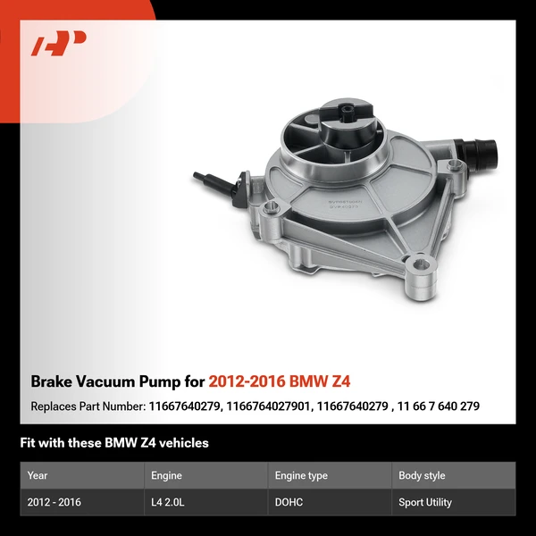 Brake Vacuum Pump for 2012-2016 BMW Z4