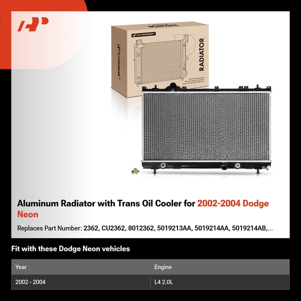 Aluminum Radiator with Trans Oil Cooler for 2002-2004 Dodge Neon