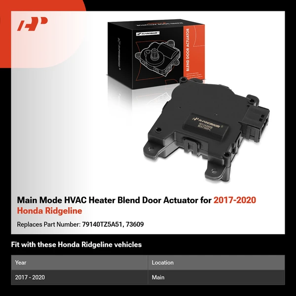 Main Mode HVAC Heater Blend Door Actuator for 2017-2020 Honda Ridgeline