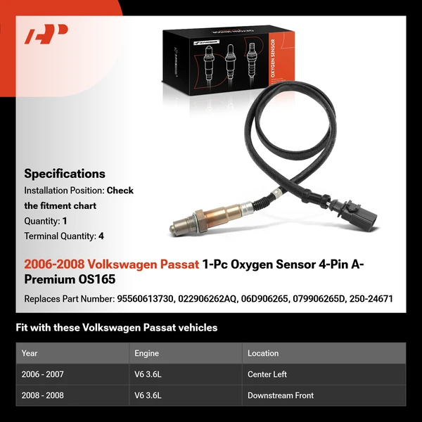 2006-2008 Volkswagen Passat 1-Pc Oxygen Sensor 4-Pin A-Premium OS165