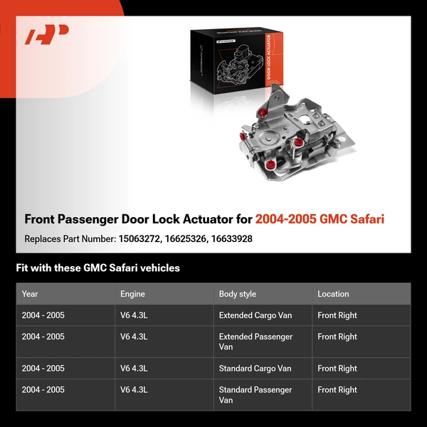 Front Passenger Door Lock Actuator for 2004-2005 GMC Safari