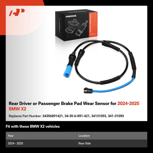 Rear Driver or Passenger Brake Pad Wear Sensor for 2024-2025 BMW X2