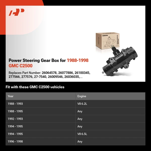 Power Steering Gear Box for 1988-1998 GMC C2500
