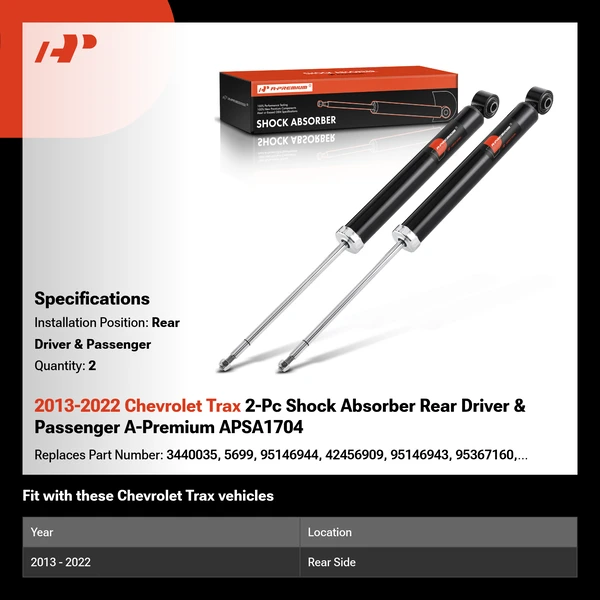 2013-2022 Chevrolet Trax 2-Pc Shock Absorber Rear Driver & Passenger A-Premium APSA1704