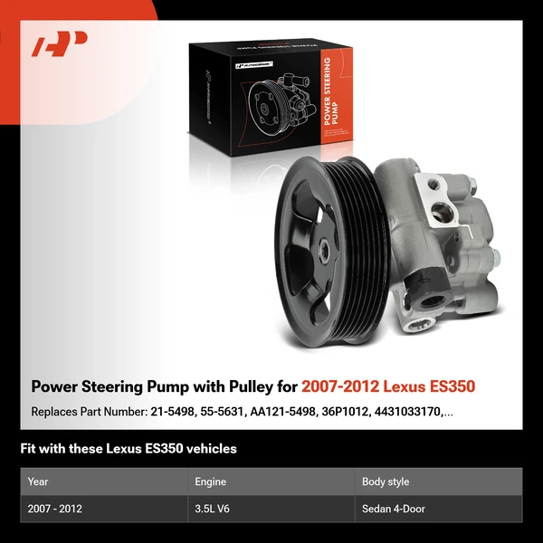 Power Steering Pump with Pulley for 2007-2012 Lexus ES350
