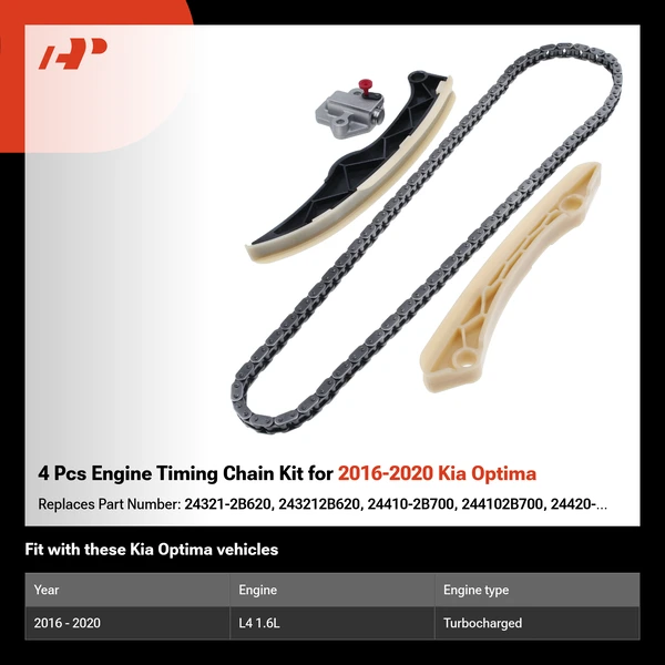 4 Pcs Engine Timing Chain Kit for 2016-2020 Kia Optima