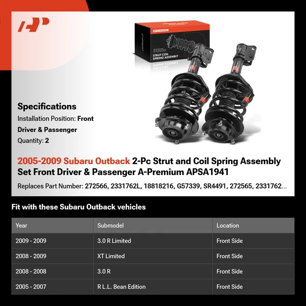 2005-2009 Subaru Outback 2-Pc Strut and Coil Spring Assembly Set Front Driver & Passenger A-Premium APSA1941