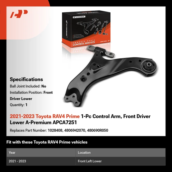 2021-2023 Toyota RAV4 Prime 1-Pc Control Arm, Front Driver Lower A-Premium APCA7251