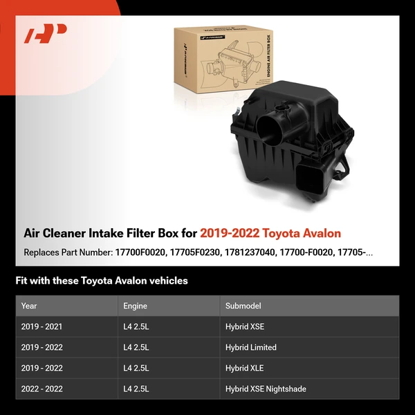 Air Cleaner Intake Filter Box for 2019-2022 Toyota Avalon