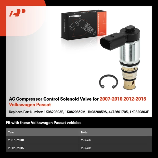 AC Compressor Control Solenoid Valve for 2007-2010 2012-2015 Volkswagen Passat