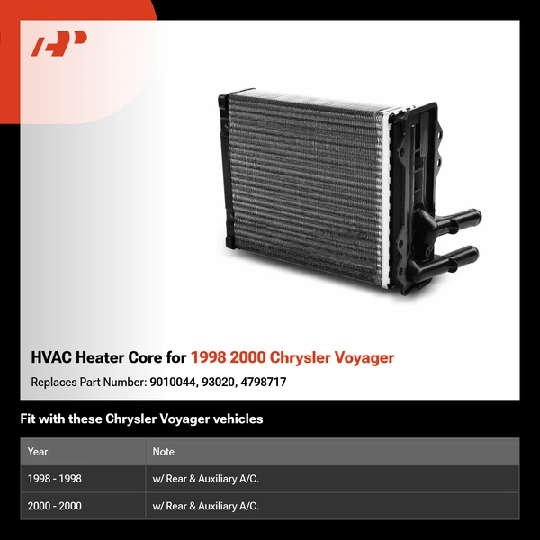 HVAC Heater Core for 1998 2000 Chrysler Voyager