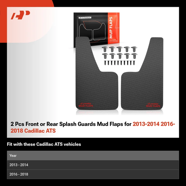 2 Pcs Front or Rear Splash Guards Mud Flaps for 2013-2014 2016-2018 Cadillac ATS