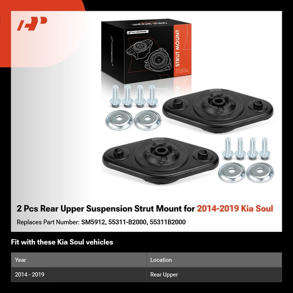 2 Pcs Rear Upper Suspension Strut Mount for 2014-2019 Kia Soul