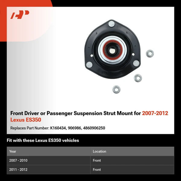Front Driver or Passenger Suspension Strut Mount for 2007-2012 Lexus ES350