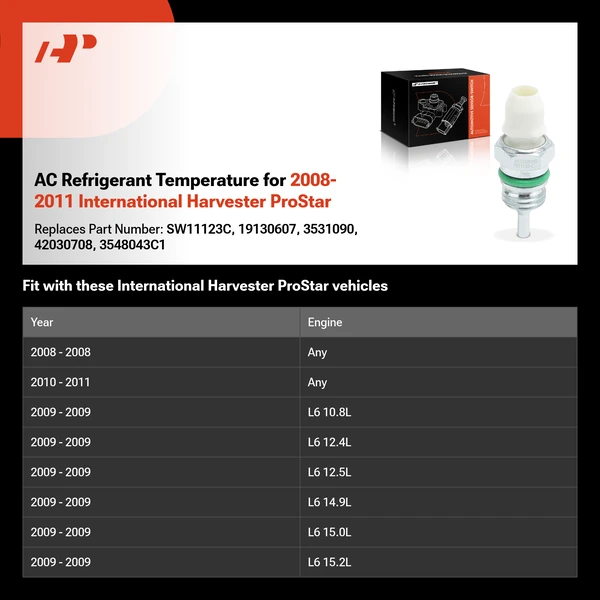 AC Refrigerant Temperature for 2008-2011 International Harvester ProStar