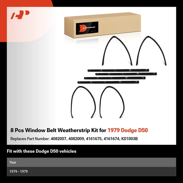 8 Pcs Window Belt Weatherstrip Kit for 1979 Dodge D50