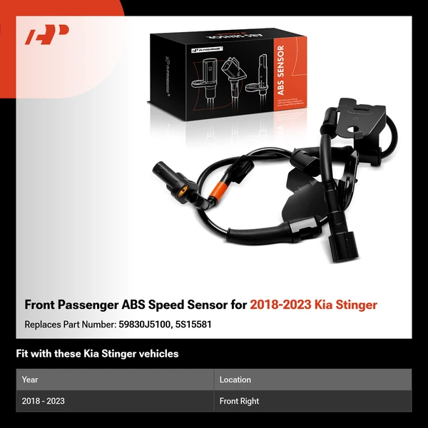 Front Passenger ABS Speed Sensor for 2018-2023 Kia Stinger