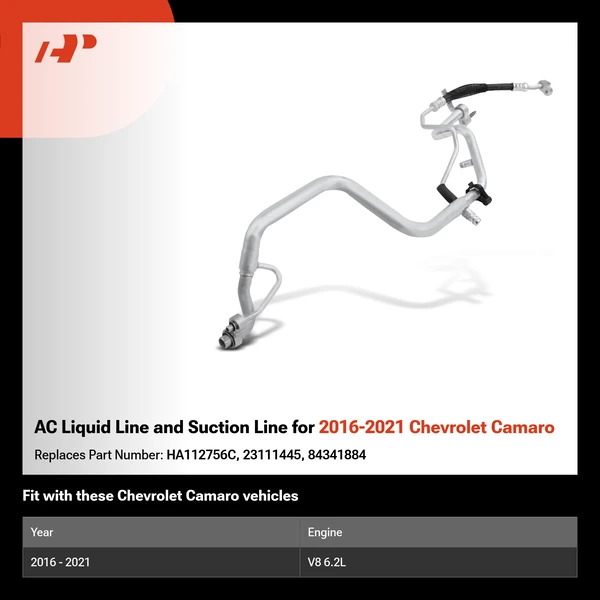 AC Liquid Line and Suction Line for 2016-2021 Chevrolet Camaro