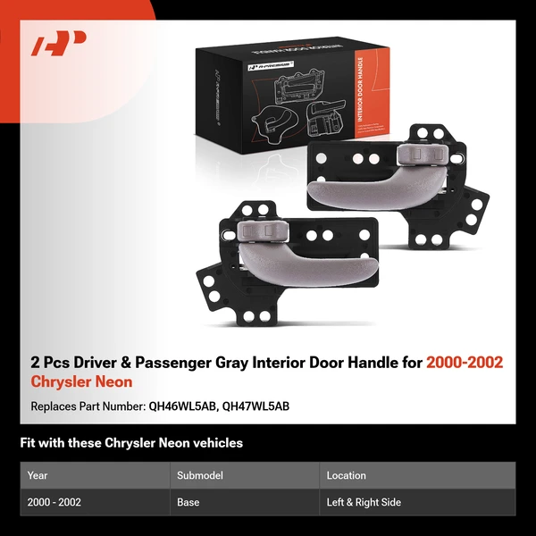 2 Pcs Driver & Passenger Gray Interior Door Handle for 2000-2002 Chrysler Neon