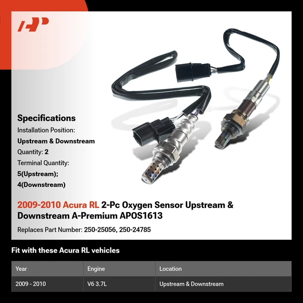 2009-2010 Acura RL 2-Pc Oxygen Sensor Upstream & Downstream A-Premium APOS1613