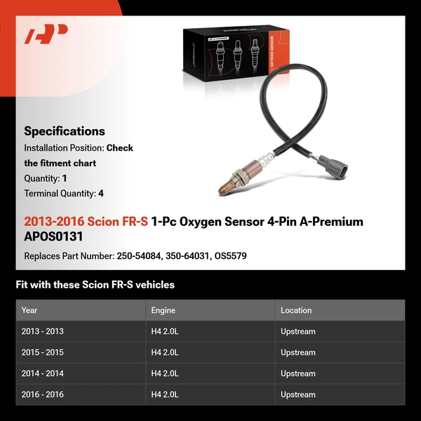 2013-2016 Scion FR-S 1-Pc Oxygen Sensor 4-Pin A-Premium APOS0131