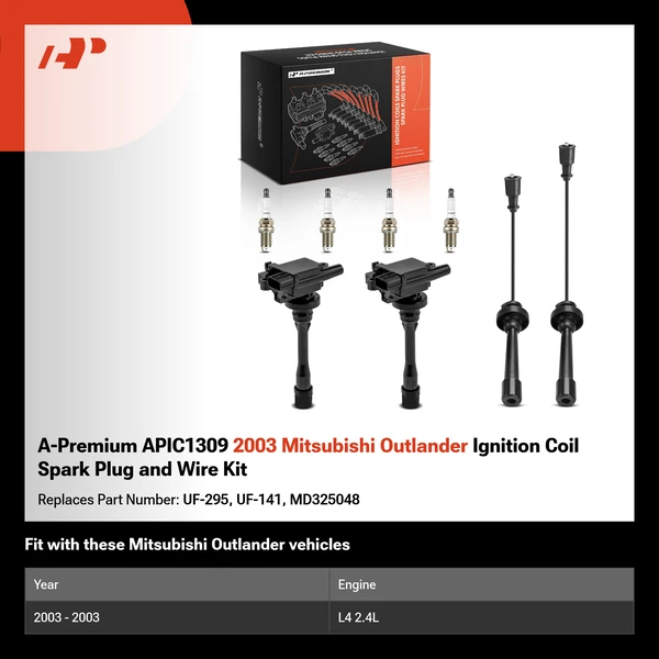 A-Premium APIC1309 2003 Mitsubishi Outlander Ignition Coil Spark Plug and Wire Kit