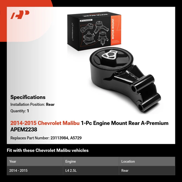 2014-2015 Chevrolet Malibu 1-Pc Engine Mount Rear A-Premium APEM2238