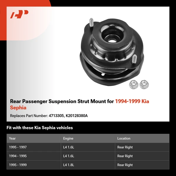 Rear Passenger Suspension Strut Mount for 1994-1999 Kia Sephia