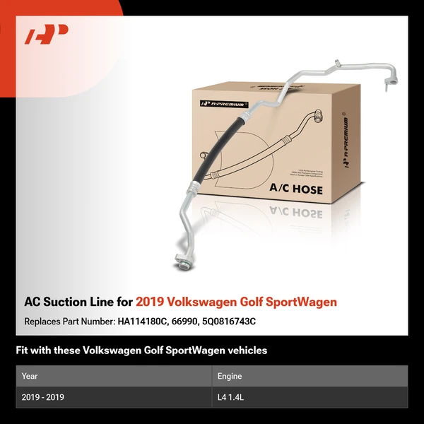 AC Suction Line for 2019 Volkswagen Golf SportWagen