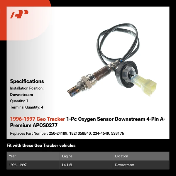 1996-1997 Geo Tracker 1-Pc Oxygen Sensor Downstream 4-Pin A-Premium APOS0277
