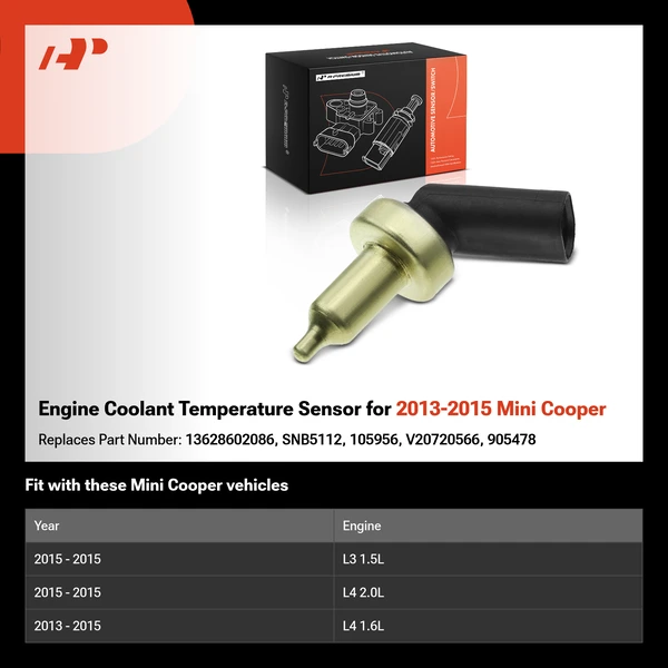 Engine Coolant Temperature Sensor for 2013-2015 Mini Cooper