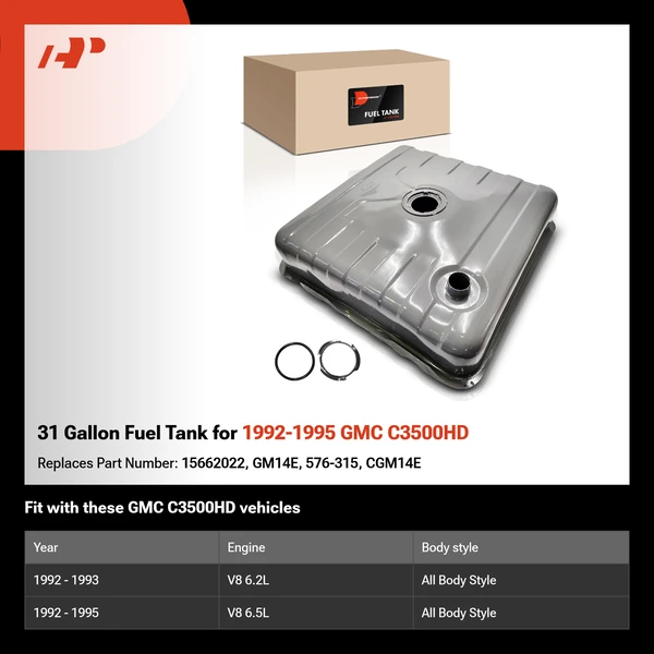 31 Gallon Fuel Tank for 1992-1995 GMC C3500HD