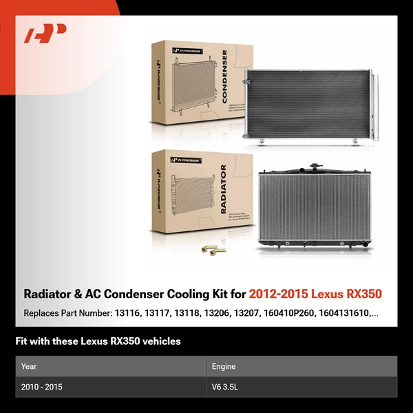 Radiator & AC Condenser Cooling Kit for 2012-2015 Lexus RX350