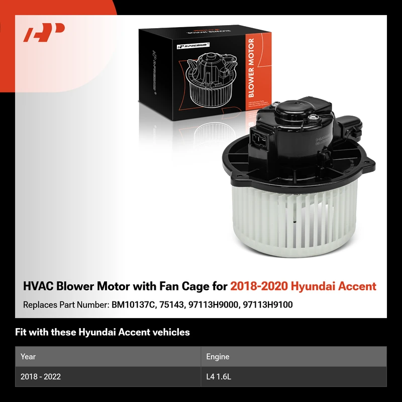 HVAC Blower Motor with Fan Cage for 2018-2020 Hyundai Accent
